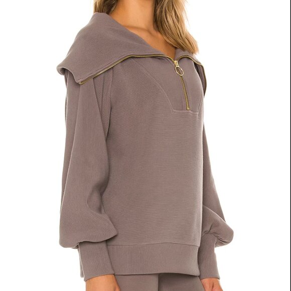 Varley Vine Oversized Half-Zip Pullover Rib Knit Charcoal Gray Women's Small - Picture 2 of 8
